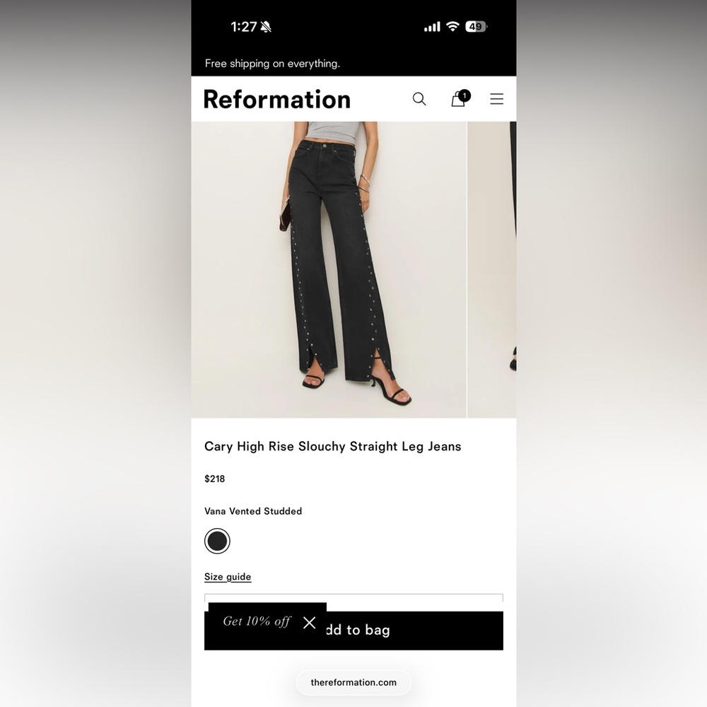 Reformation Black Studded Jeans